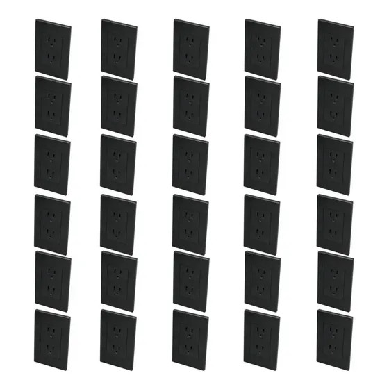 Kit De 50 Piezas De Placas Con Contacto Dúplex Negro