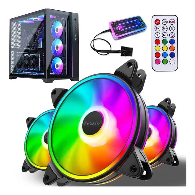 Kit De 3 Ventiladores Pc 120mm Disipador Rgb Con Controlador