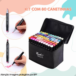 Conjunto Canetas Marcador Permanente Ponta Dupla 80 Cores Conjunto Canetas Marcador Permanente Ponta Dupla 80 Cores