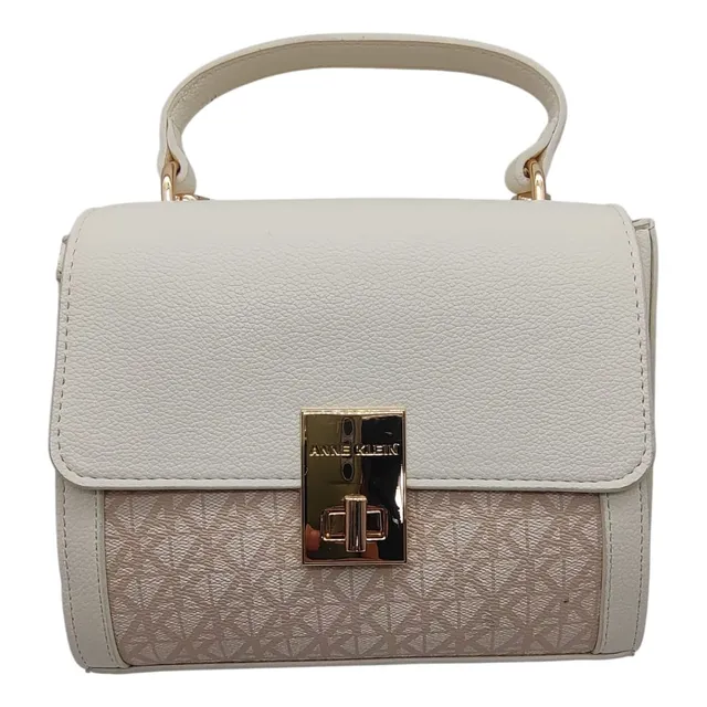 Bolsa Anne Klein Dama Blanca Estampado Original Blanco Lisa Oro Blanco