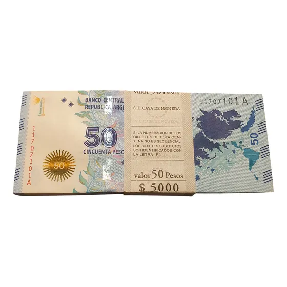 Fajo 50 Pesos Malvinas 100 Billetes Correlativo Sin Circular
