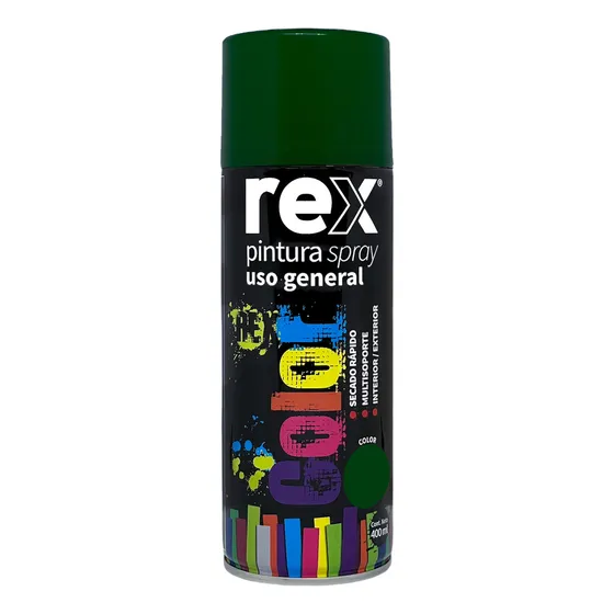 Pintura En Spray Uso General Secado Rápido Rex 400ml Color Verde Oscuro