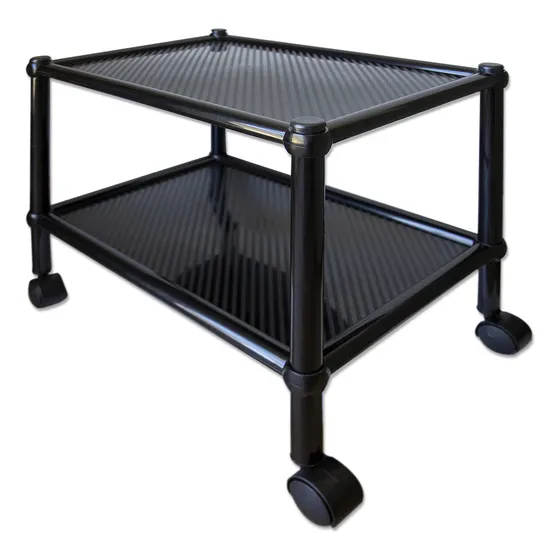 Mesa Auxiliar De Plástico Con Ruedas 2 Niveles Color Negro