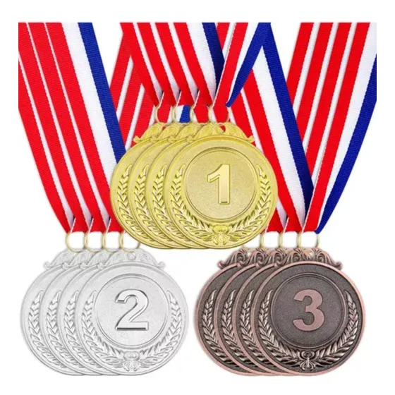 Aomux Set De 12 Medallas Metálicas De Oro Plata Y Bronce Con Lanyard Diseño Números Para Premios En Competencias Hechas De Aleación De Zinc