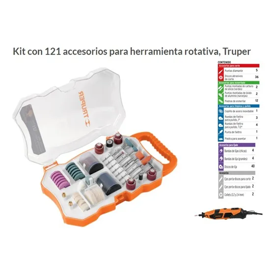 Kit De Accesorios De 121 Piezas Para Moto Tool Truper K0757