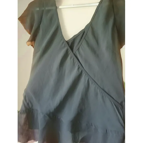Blusa Negra,cruzada,en Gasa,t.m/l.nueva.con Top Incluido.