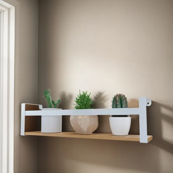 Estante Flotante Madera Y Acero Repisa Mdf Decorativa