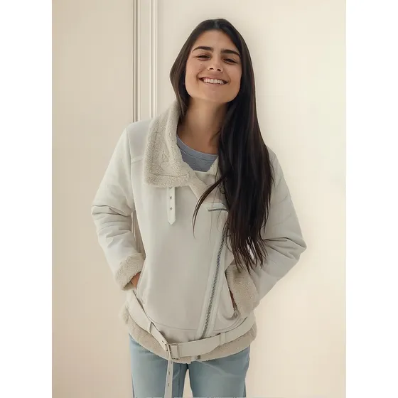 Campera Cuero Corderito Mujer Abrigada