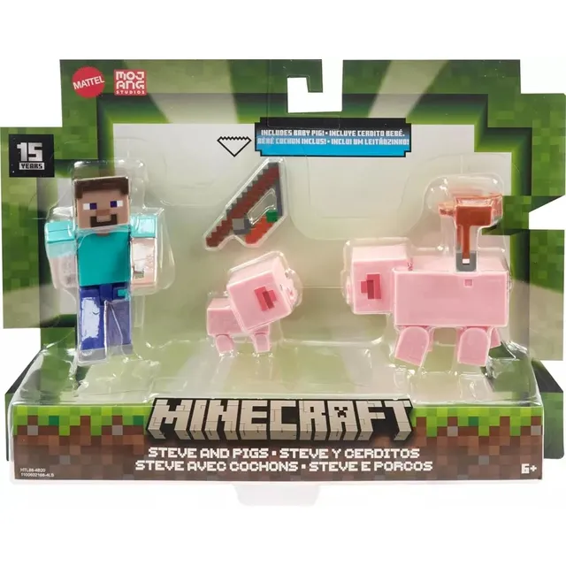 Figura De Acción Minecraft Steve Y Cerdos Gtt53