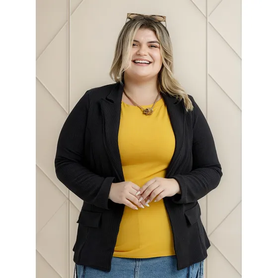 Jaqueta Plus Size Canelada Para Dias Frio Feminino