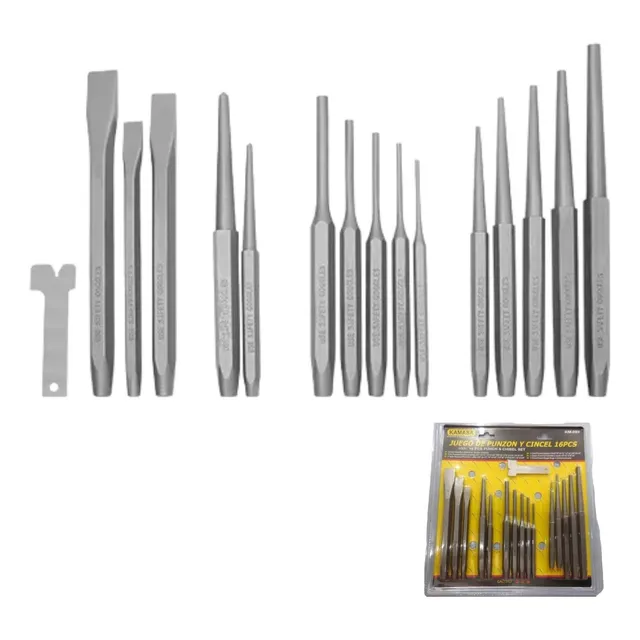 Set De Punzones Y Cinceles Golpe 16 Pzs Juego - En Oferta