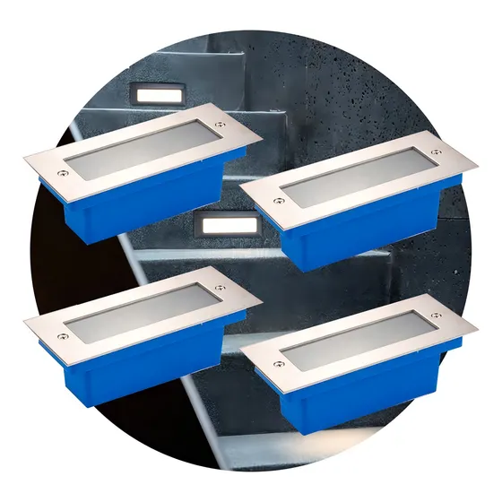 Spot Empotrable Led Phila Embutir Escalera Pared Pack 4 Color Plateado