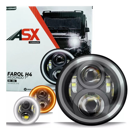 Farol Angel Drl Asx 45w 6000k 12-24v H4 Redondo 7 Polegadas Farol Angel Drl Asx 45w 6000k 12-24v H4 Redondo 7 Polegadas