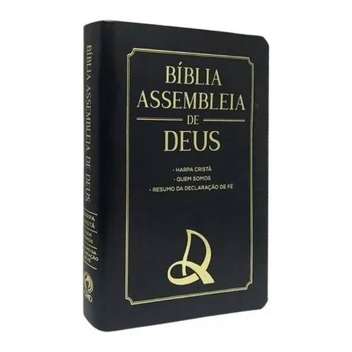 Bíblia Assembleia De Deus Capa Luxo Preta Logo Ad - Cpad