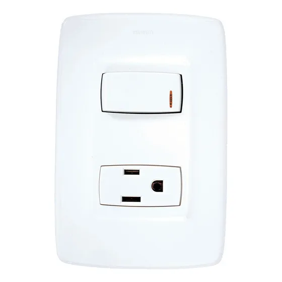 Toma P/t + Interruptor Sencillo L/p Arquea Blanco