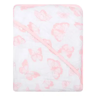 Toalha Banho Bebê Papi Soft Estampa Borboletas 80cm X 80cm Cor Rosa