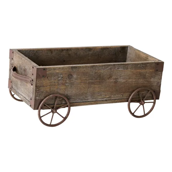 Jardinera Rústica De Madera Con Forma De Vagón, Jardinera