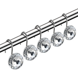 Ganchos De Cortina De Baño Acrílicos Con Diamantes, 12 Pzas Color Blank Ganchos De Cortina De Baño Acrílicos Con Diamantes, 12 Pzas Color Blank