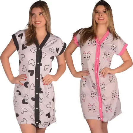 Kit Com 2 Camisolas Plus Size Amamentação Abre Na Frente