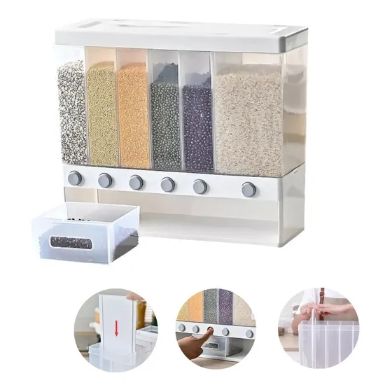 Contenedor De Almacenamiento De Cereales 6 En 1 Dispensador