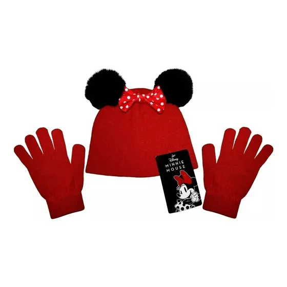 Kit Inverno Infantil Minnie Disney : Gorro / Touca + Luvas