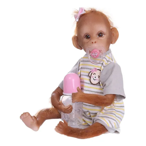 Macaco Bebê Reborn Feito De Silicone Macio E Algodão Pp