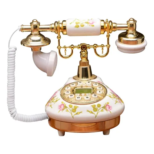 Vintage Dial Telephone Music Box Retro Phone Figurine Old
