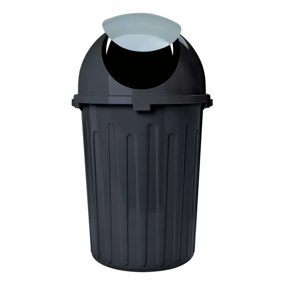 Papelera Basurero Cesto De Basura Tapa Vaiven 80lts Plastico Color Negro