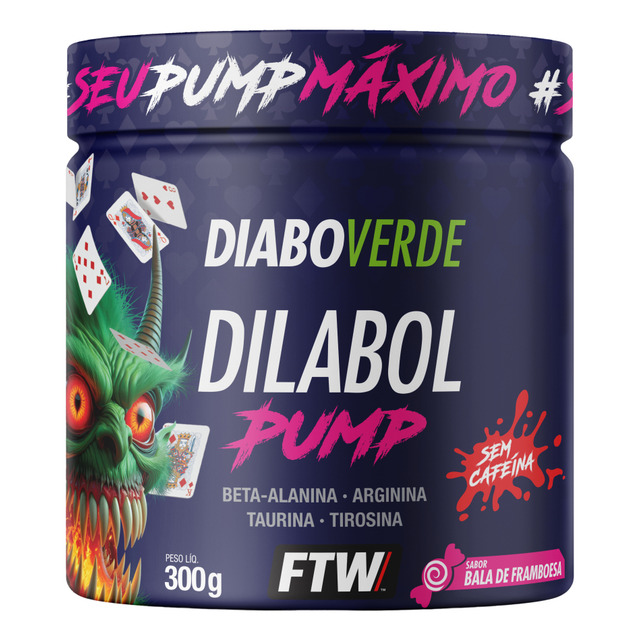 Dilabol Pump Pré Treino Pote 300g Sabor Bala De Framboesa Diabo Verde - Ftw