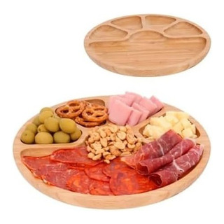 Tabla Para Quesos De Madera De Bambu Con 5 Espacios Carnes Tabla Para Quesos De Madera De Bambu Con 5 Espacios Carnes
