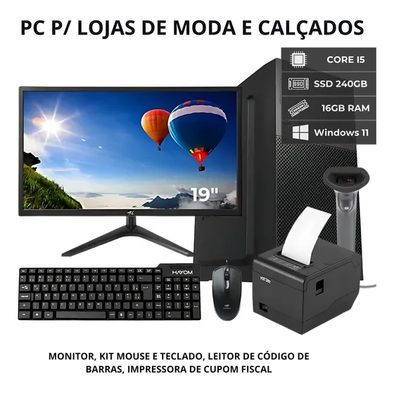 Pc Pdv Completo Monitor Mouse Teclado Impressora Cupom Loja