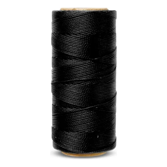 Cordão Encerado 1mm - Fio Cordone Preto - 100 Metros - Nybc