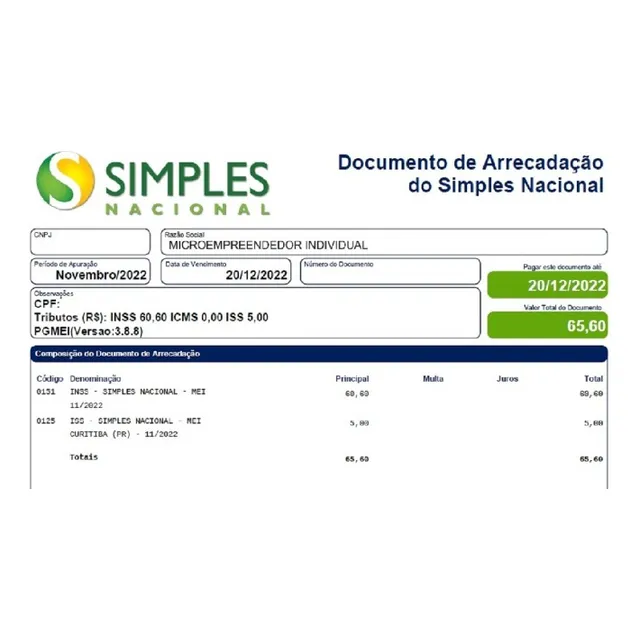 Emissão De Guia De Pagamento Mei  Das