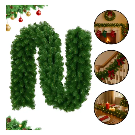 Festão Aramado Natal 2,70metros 200galhos Flexivel Decoraçao Verde