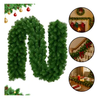 Festão Aramado Natal 2,70metros 200galhos Flexivel Decoraçao Verde