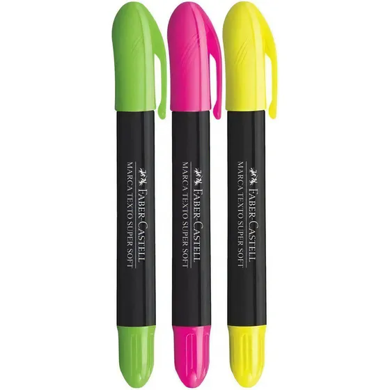 Marca Texto Faber Castell Supersoft Ponta Em Gel Kit C/ 3 Un