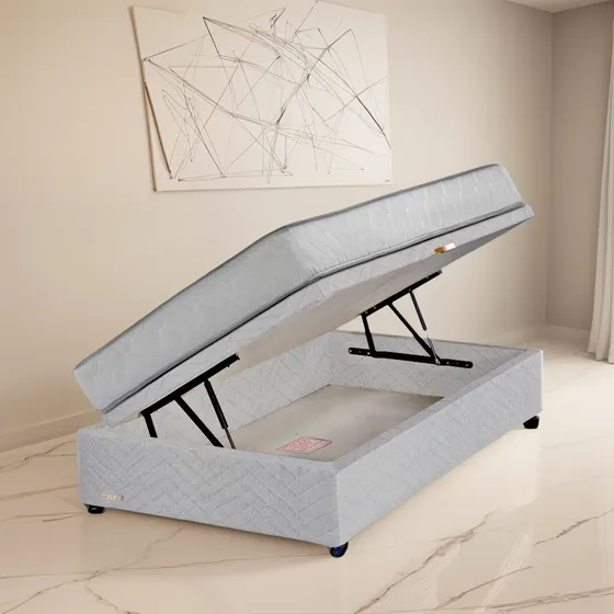 Cama Baul Gris Therapedic Flex 1 Plaza