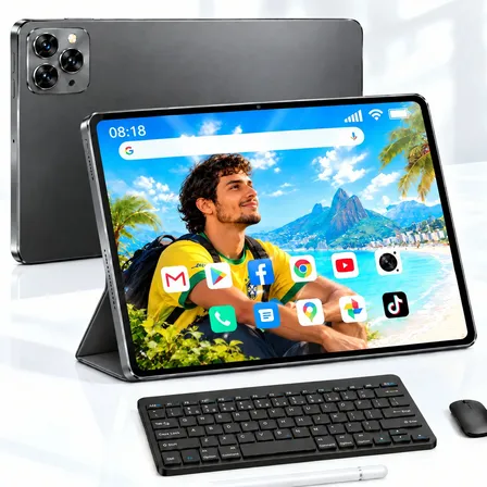 Tablet Android Z9 10.1 Kit Completo Ram 6gb +256gb Mouse Cinza-escuro