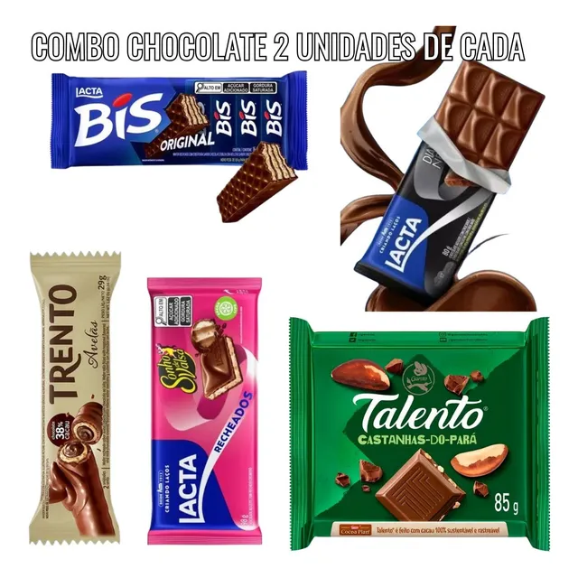 Kit 10 Chocolates Sortidos Lacta, Garoto, Trento, S. V - Ks