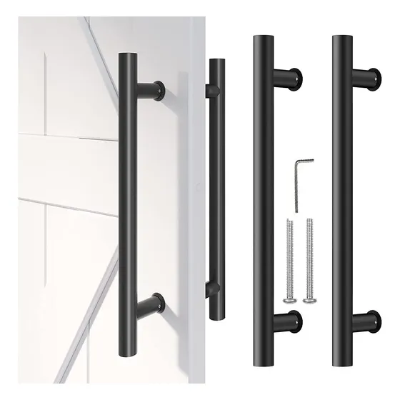 Manillon Doble Acero Inoxidable 50 Cm Para Puerta Madera Negro