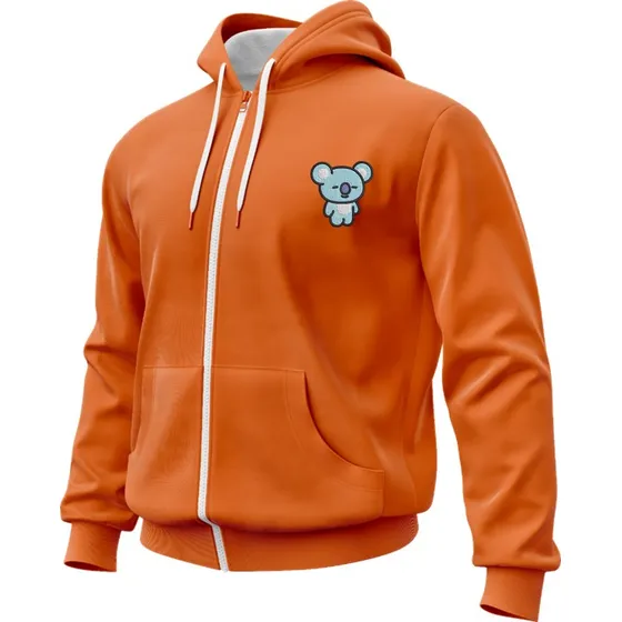Buso Hoodie Algodón Perchado Mónaco Cremallera Bordado