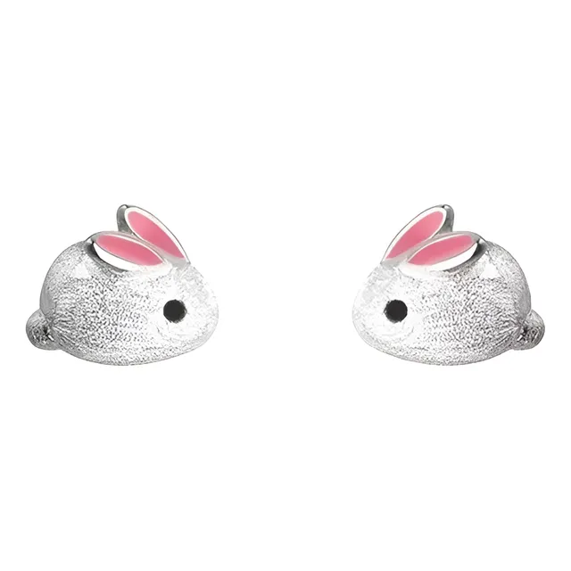 Aretes Con Forma De Conejo En Plata Para Niñas