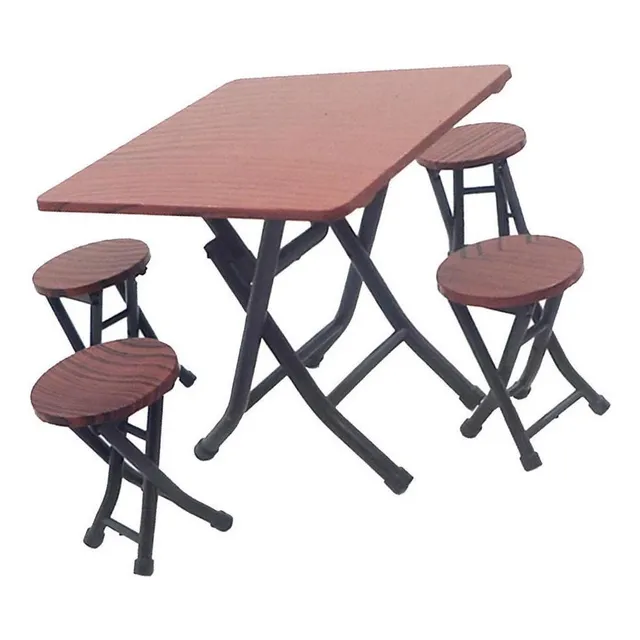 Juego De Mesa De Comedor Y Sillas Plegables En Miniatura Par