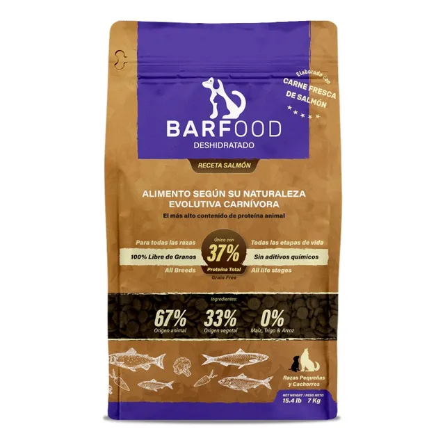 Deshidratado Barfood Salmón Razas Pequeñas Y Cachorros 7kg