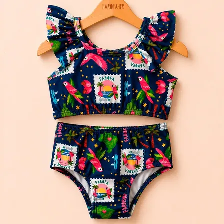Conjunto Biquíni Infantil Proteção Solar Uv50 Forrado Menina