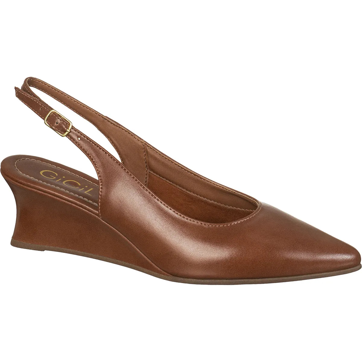 Scarpin Feminino Slingback Anabela Bico Fino Salto Cunha Caramelo 37 Br Scarpin Feminino Slingback Anabela Bico Fino Salto Cunha Caramelo 37 Br