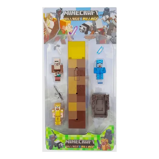 Muñecos Minecraft Set Grande Juguetes Pico Hacha Luz Sonido