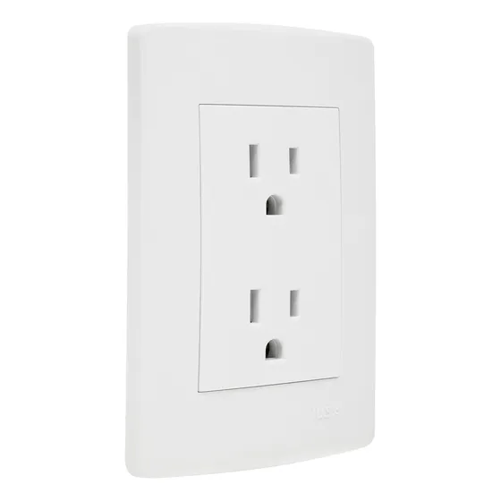 Tomacorriente Scudetto Prime 2 Polos+tierra, Blanco Brillant