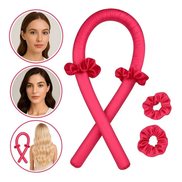 Modelador De Cetim Cachos Heatless Curls Ondas Cabelo Rosa