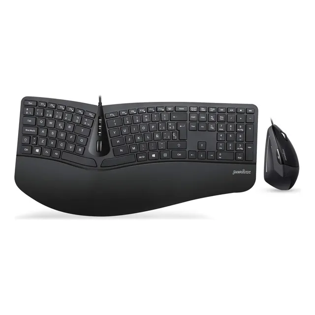 Mouse/teclado Ergonomico Dividido Por Cable | Negro / Per...